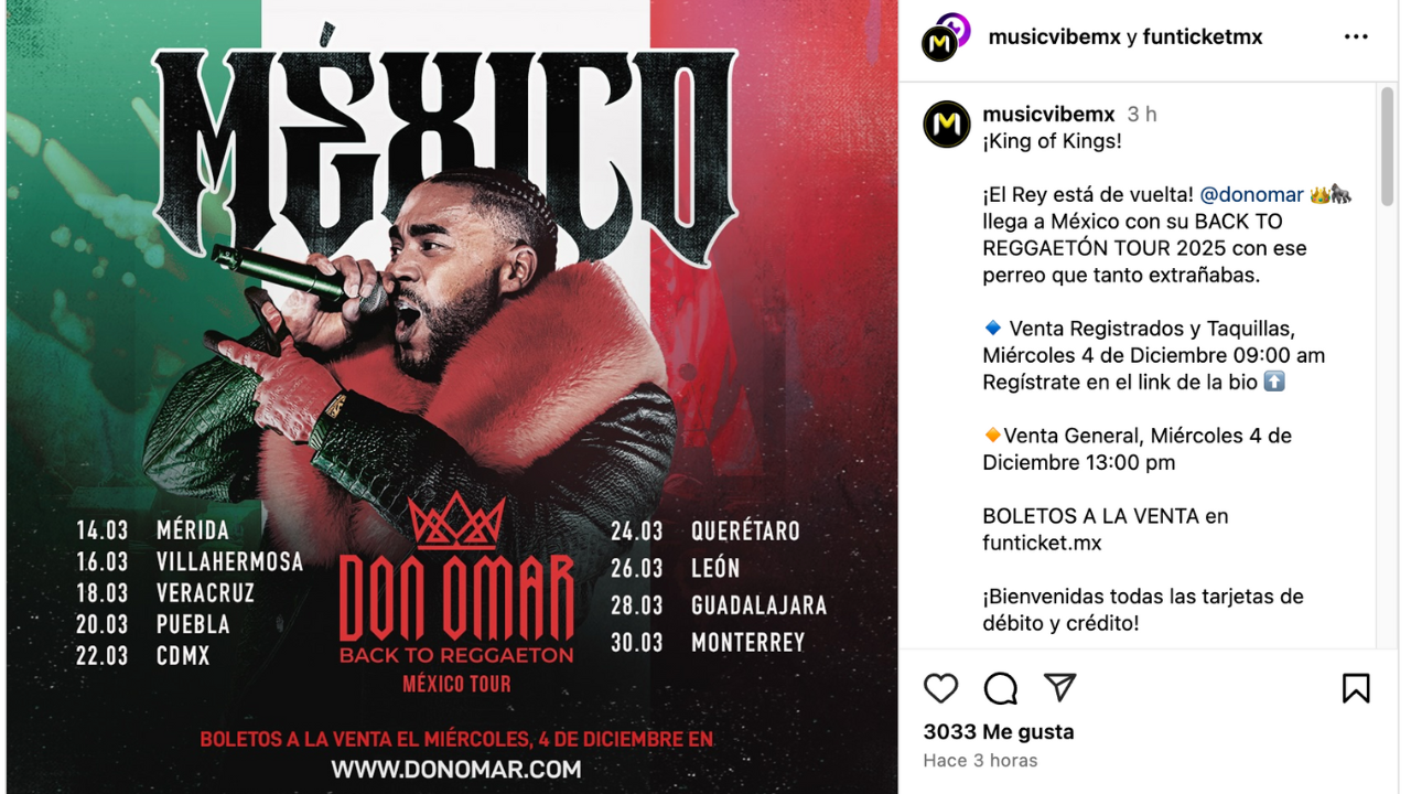 La gira de Don Omar abarcará nueve ciudades mexicanas.