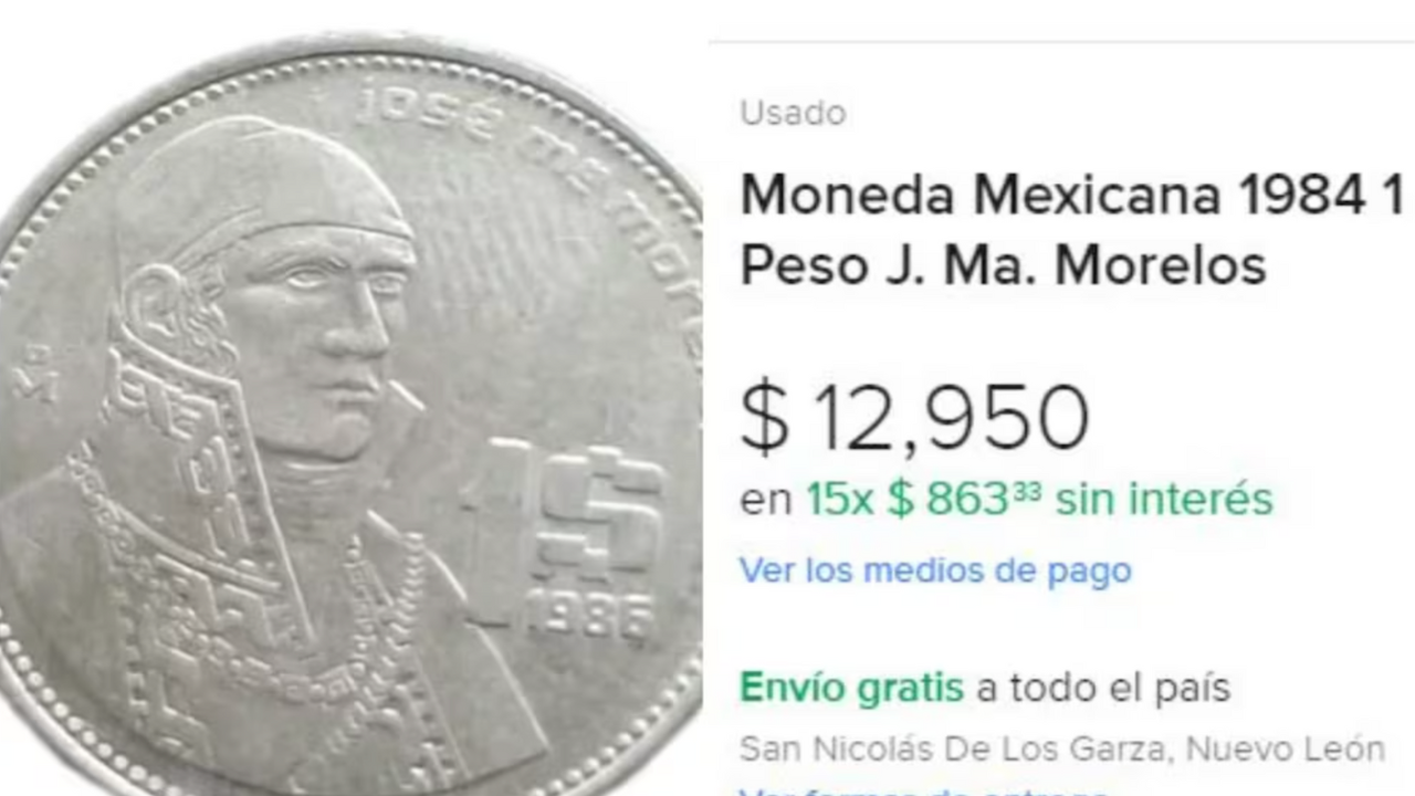 Características de la moneda de 1 peso de José María Morelos.