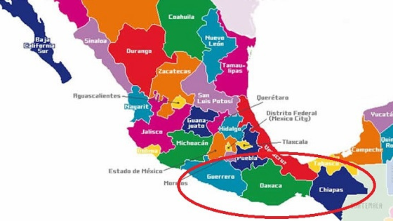 Las entidades con mayor proporción de población en pobreza son el sur del país: por ejemplo, Chiapas alcanzó alrededor de 66.0 % en 2024, seguida por Guerrero (58.1 %) y Oaxaca (51.6 %).