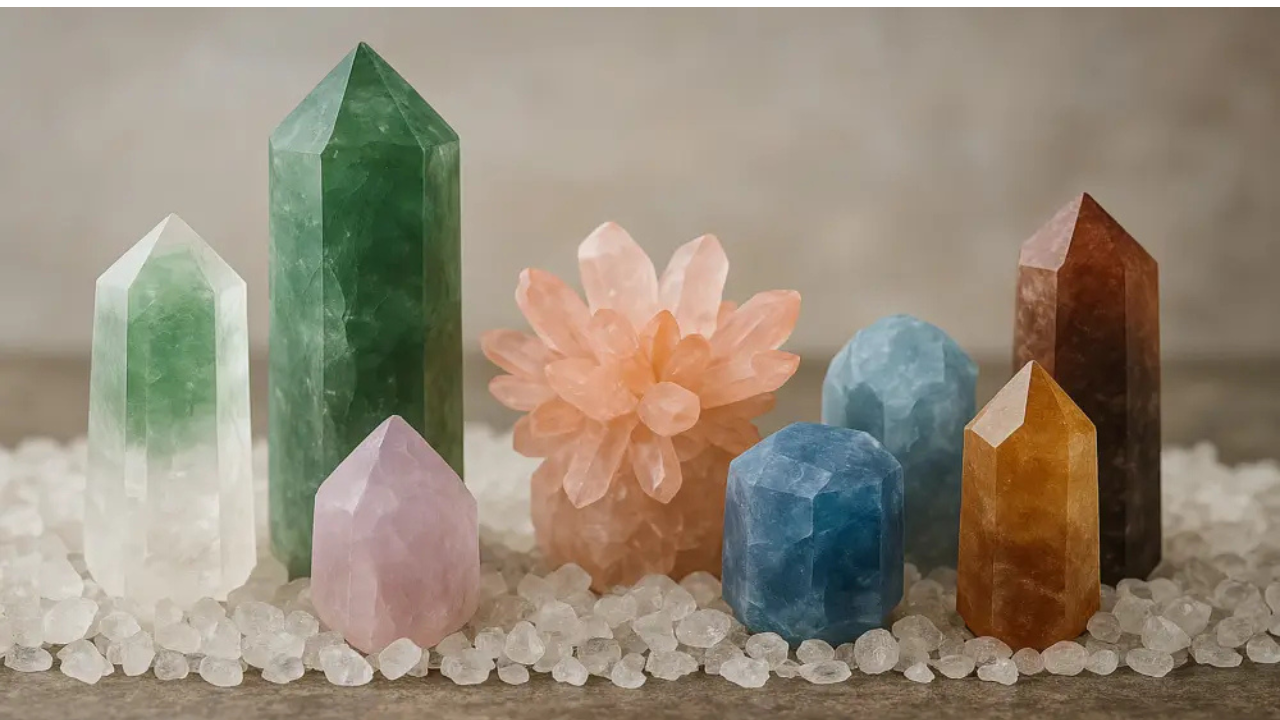 Piedras como la amatista o el cuarzo blanco ayudan a mantener la vibración del espacio elevada. Puedes dejarlas en la cabecera o bajo la almohada para atraer calma.